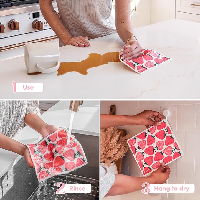 Papaya Reusable Paper Towels, Premium Swedish Dishcloths with Hook, Non-Scratch Reusable Paper Towel, 1 Sheet Replaces 17 Rolls - 2 Sheets, 1 Hook