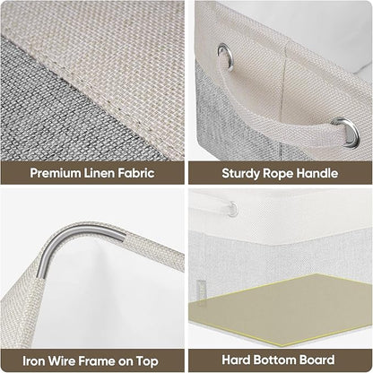 BALEINE 2 Pack Fabric Closet Storage Bins for Shelves, Linen Closet Organizers and Storage, Decorative Baskets for Organizing, Shelf, Clothes, Home, Office (Grey, 12"x8"x8")