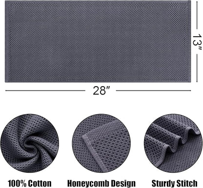 Kitinjoy 100% Cotton Waffle Weave Kitchen Hand Towels (13 X 28 Inches, Dark Grey), 12-Pack Super Soft and Absorbent Dish Towel for Drying Dishes