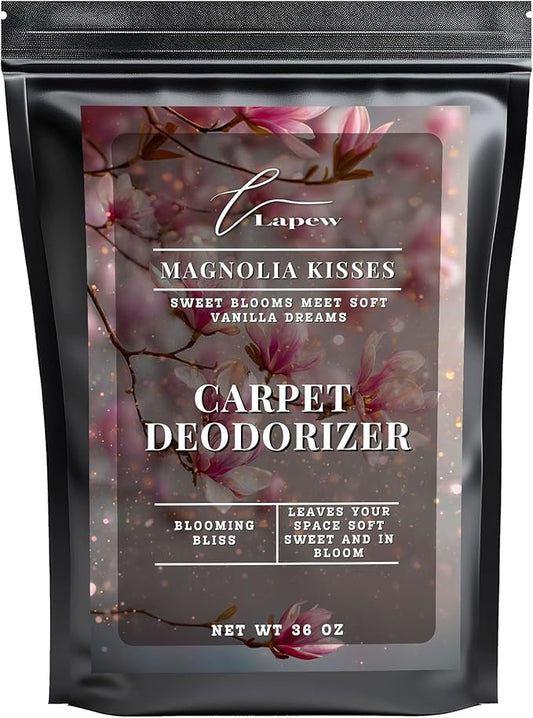 Lapew Magnolia Kisses Carpet Deodorizer Powder - Pet Safe Freshener for Vacuuming | Scented Odor Eliminator for Home | 36 oz
