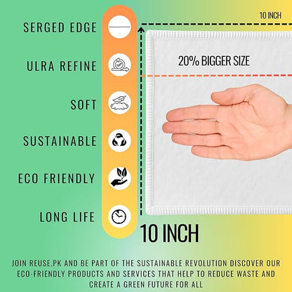 12 Reusable Tissues with 1 extra tissue, Travel Size Cloth Tissue Pack Made of Soft Cotton- Washable Facial White handkerchiefs - Eco Friendly Fabric with Zero Waste Cloths