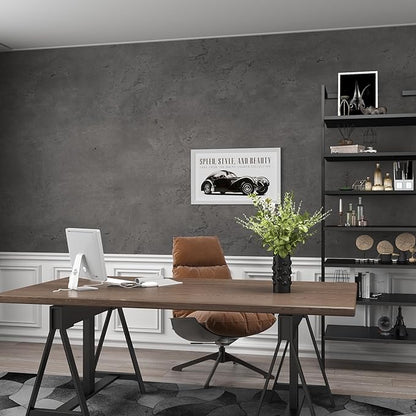 3yecao 24"×197" Thick Dark Grey Black Concrete Wallpaper Waterproof Charcoal Gray Cement Wallpaper Peel and Stick Matte Textured Self Adhesive Concrete Contact Paper for Bedroom Gym Living Room Walls