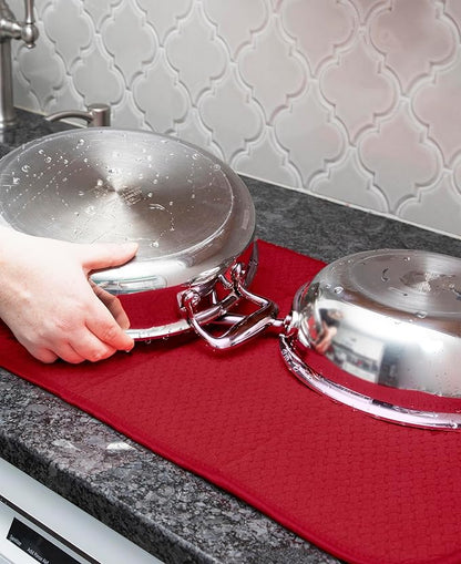 All-Clad Premium Reversible Dish Drying Mat for Kitchen: 16" x 28" Ultra-Absorbent, Long-Lasting, No Condensation, and Oversized for Large Pots and Pans - 1 Pack, Chili