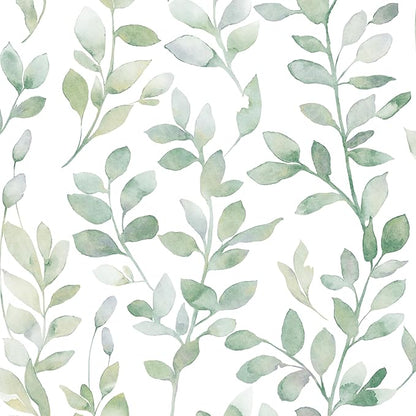 MelunMer Modern Leaf Peel and Stick Wallpaper Boho Green Contact Paper for Cabinets Self-Adhesive Removable Wallpaper for Bedroom Decor Botanical Contact Paper Bathroom Waterproof 787inL17.3inW