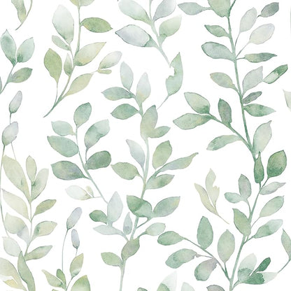 MelunMer Modern Leaf Peel and Stick Wallpaper Boho Green Contact Paper for Cabinets Self-Adhesive Removable Wallpaper for Bedroom Decor Botanical Contact Paper Bathroom Waterproof 78.8inL17.3inW