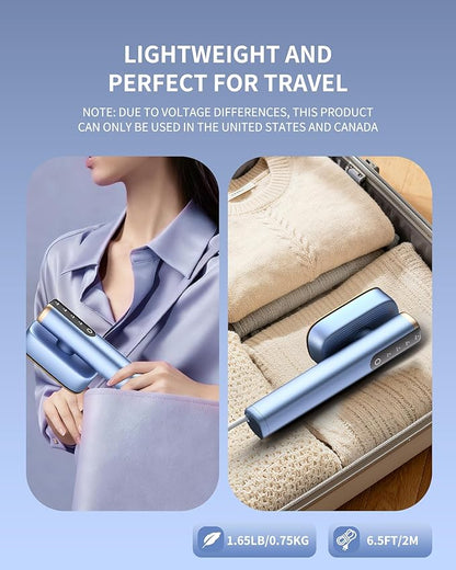 MIYOKO 2-In-1 Steamer & Iron for Clothes, 15s Fast Heat-up 1200W Portable Handheld Garment Steamer, Travel Size with Large Ceramic Heat Panel, 25 G/MIN Powerful Steam Quick Wrinkle Removal, 110V-120V