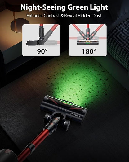 Cordless Vacuum Cleaner, 75Mins/55KPa/650W Self-Standing Stick Vacuum Cleaners for Home, Rechargeable, Lightweight, Anti-Static&Anti-Tangle Brush, for Hard Floor, Carpet, Hardwoods, Pet Hair