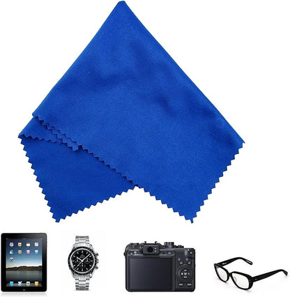 Eco-Fused Microfiber Cleaning Cloths - 10 Colorful Cloths and 2 White Cloths - Ideal for Cleaning Glasses, Spectacles, Camera Lenses, iPad, Tablets, Phones, LCD Screens (Blue/Grey)
