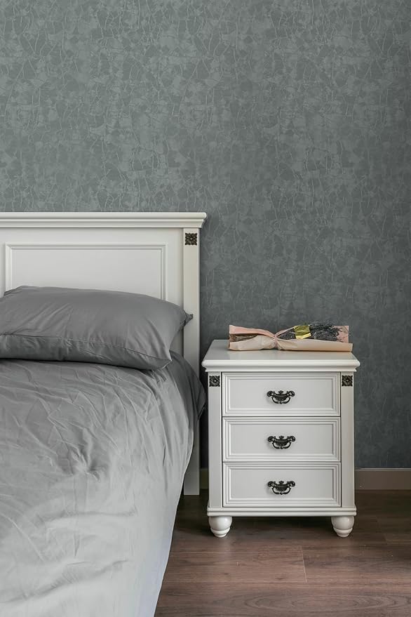 Yasinet Peel and Stick Wallpaper Removable Wallpaper Modern Grey-Green Embossed Thicken Self Adhesive Textured Contact Paper for Cabinets Walls Waterproof Vinyl Roll 196.8"x 15.7"
