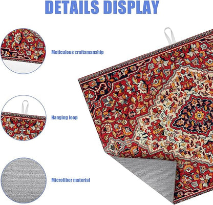 Boho Vintage Ethnic Dish Drying Mat for Kitchen Counter Persian Original Tribal Drying Pad Absorbent Dish Drainer Rack Mats Draining Pad
