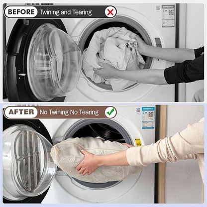 100% Pure Cotton Mesh Laundry Bags, Premium Soft, No Dye, Natual,Set of 3(XXL)