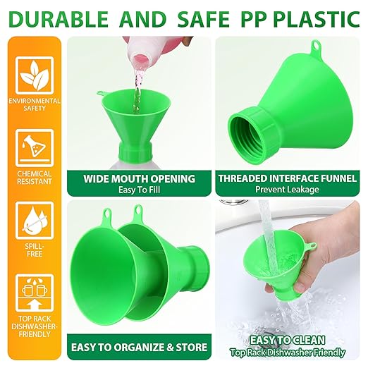 Threaded Funnel Easy Fill Funnel, Twist On Empty Spray Bottle Refill Adapter Fit for Various Size Bottles Home, Car Detailing Cleaning Supply, 30% Vinegar, Kitchen, Bath, Essential Oils(38mm)