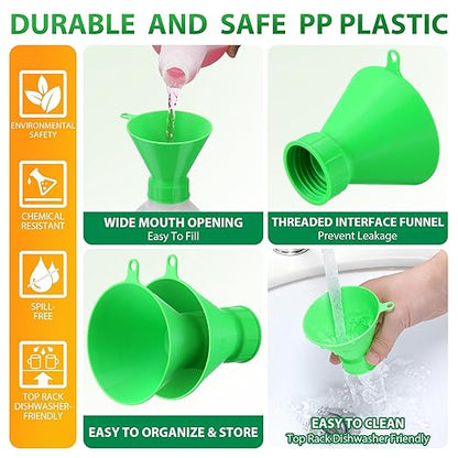 Threaded Funnel Easy Fill Funnel, Twist On Empty Spray Bottle Refill Adapter Fit for Various Size Bottles Home, Car Detailing Cleaning Supply, 30% Vinegar, Kitchen, Bath, Essential Oils(38mm)