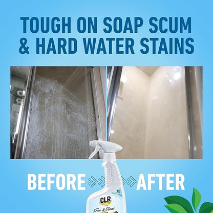CLR Brands® Brilliant Bath Foaming Bathroom Cleaner Spray Free & Clear, No Added Dyes or Fragrances, Soap Scum and Hard Water Stain Remover, Use on Showers, Baths, Toilets and More, 26 Oz (Pack of 1)