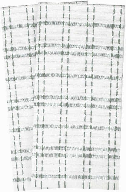 Ritz Royale Collection 100% Combed Terry Cotton, Highly Absorbent, Oversized Kitchen Towel Set, 28" x 18", 2-Pack, Checked, Juniper