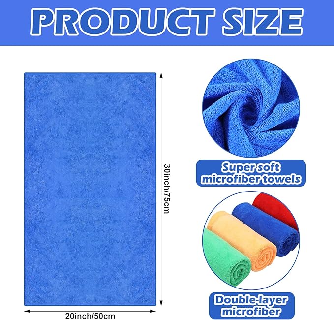 10 Pcs Extra Large Microfiber Cloth 30" x 20" Large Floor Microfiber Towel Reusable Washable Free Lint Free Cloth Rag for Squeegee Mop Floor Window Housekeeping (Assorted Color)
