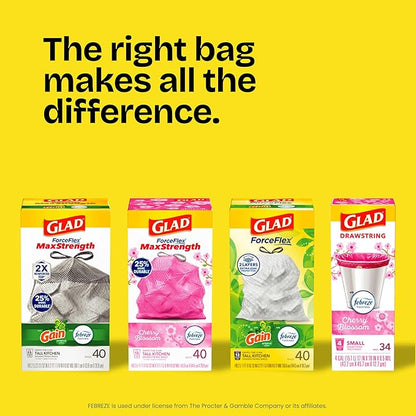 Glad ForceFlex Tall Kitchen Trash Bags, 13 Gallon, Gain Lavender, 140 Count (Package May Vary)