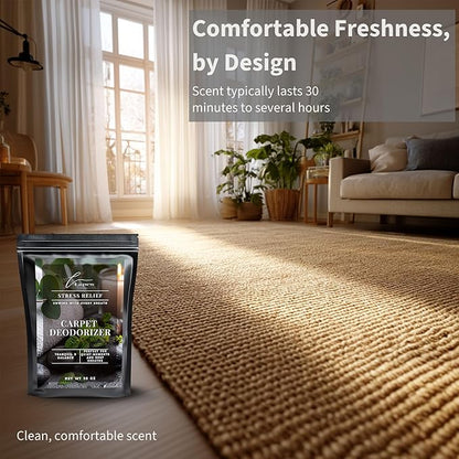 Lapew Stress Relief Carpet Deodorizer Powder - Pet Safe Freshener for Vacuuming | Scented Odor Eliminator for Home | 36 oz