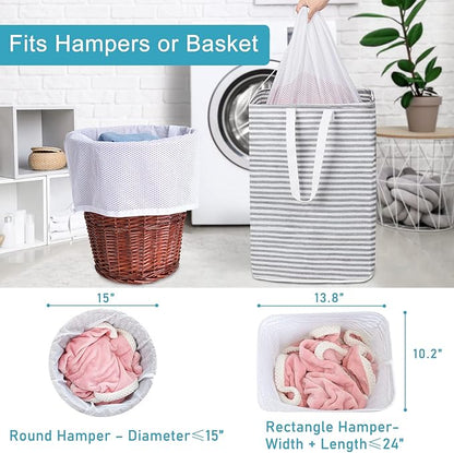 Polecasa 24 x 36 inches Extra Heavy Duty Large Mesh Laundry Bags with Drawstring Closure & ID Tag, Storage Bag for College, Travel, Sports, Dorms, White