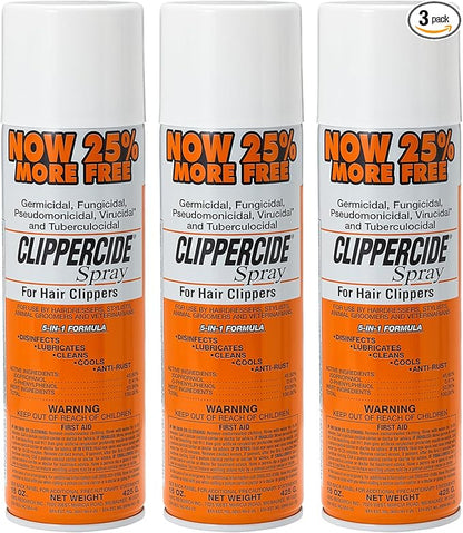 CLIPPERCIDE 5-in-1 Clipper Disinfectant Spray 15oz, 3 Pack | Cleans, Lubricates, Cools, Prevents Rust & Disinfects | Professional Clipper Spray for Barbers, Stylists & Pet Groomers | Made by BARBICIDE