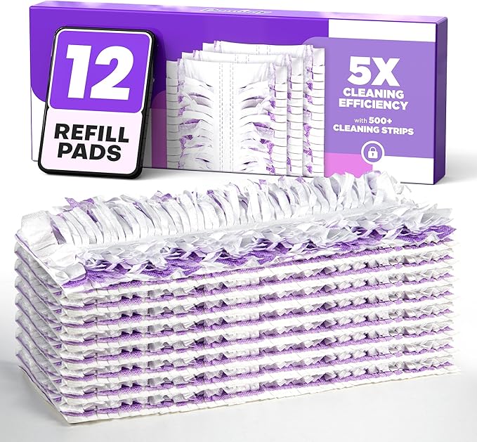 5X Cleaning Power Multi-Surface Mop Pad Refills, Compatible with Swiffer Power Mop Pads, for Cleaning Hardwood, Tile, Laminate, Vinyl Floors, Fragrance-Free (12 Count)