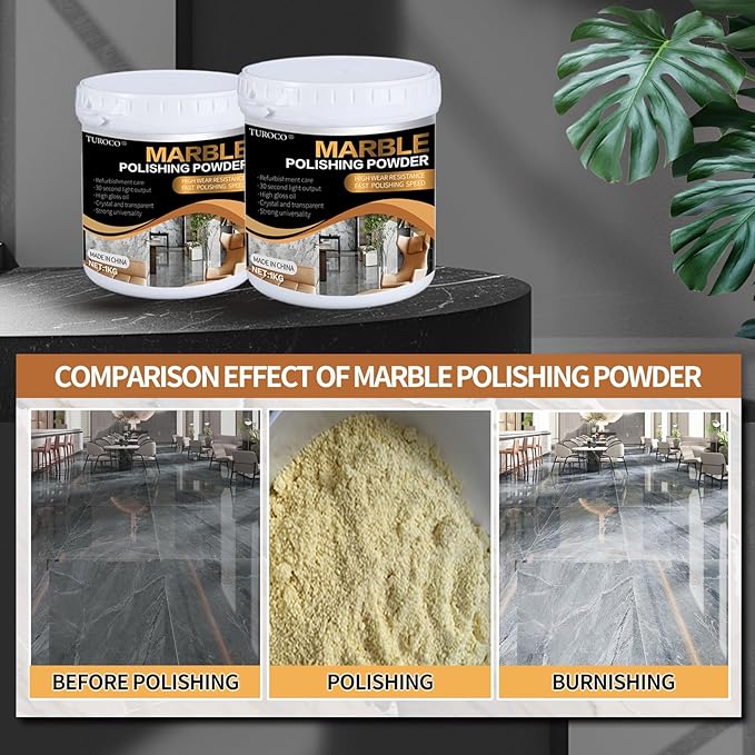 Marble Polishing Powder – for Granite, Marble & Stone Surfaces，Restores Shine & Removes Scratches，Professional Polish for Countertops, Floors & Walls，2.2LB