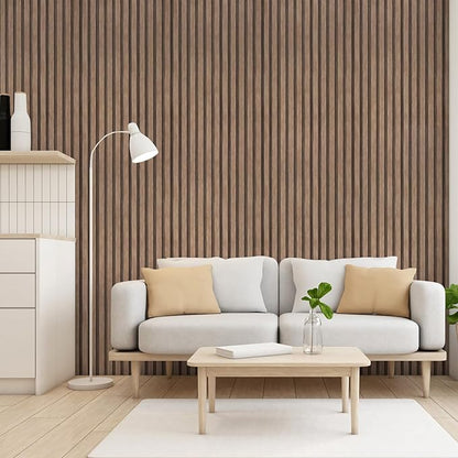 Yun-aeon Natural Wood Peel and Stick Wallpaper Wood Slats - 17.3"x 160" Light Tan Self-Adhesive Waterproof Vinyl Removable Wall Paper for Wall Decor Bedroom