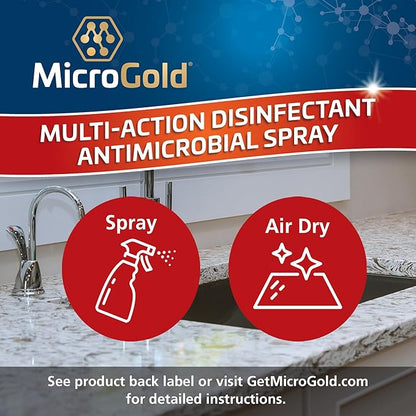 MicroGold Multi-Action Disinfectant Antimicrobial Spray Tested and Proven Effective to Kill the COVID-19 Virus, Kills 99.9% of Viruses and Bacteria, 24 Fluid Ounces, 1 Pack, Packaging May Vary