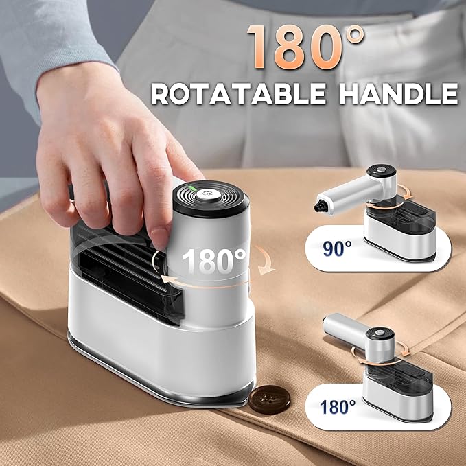 Travel Steamer for Clothes Small Iron - 1000W Portable Steamer & Mini Iron,10s Fast Heat, Handheld Mini Steamer with 8FT Cord, Foldable Handle, Travel, College Dorm & Home Essentials (White)