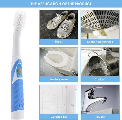 Electric Battery Powered Scrub Brush, Cordless Electric Cleaning Brush, Multi-Purpose Power Scrubber with 5 Brush Heads & 3 Sponge Pads Home, Kitchen, Bathroom, Grout, Tile, Shower, Tub