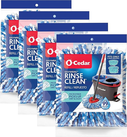 O-Cedar EasyWring RinseClean Refill 4-Pack, Blue, 4 Count