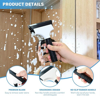 Gomake 2PCS Small Rubber Squeegee Ice Scraper Window Shower Squeegee,Auto Water Blade Squeegee for Shower Glass Door,Car Windshield, Window, Mirror, Bathroom,Countertop Cleaning (Black)
