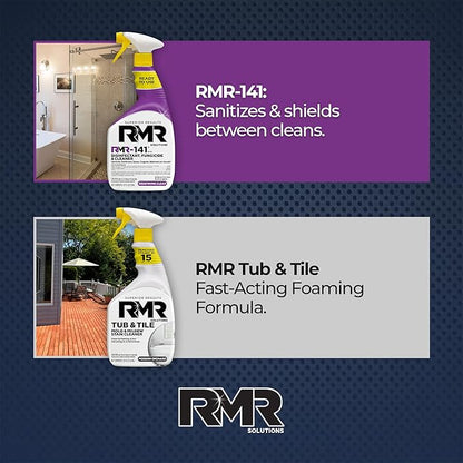 RMR Bathroom Brilliance Bundle – Tub & Tile Stain Spray + RMR-141 EPA Registered Mold & Mildew Remover, 2-Step Bathroom Cleaning & Disinfecting System for Showers, Sinks, Tile, Grout, 2–32 Oz Bottles
