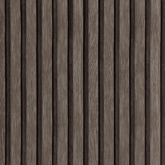 Yun-aeon Natural Wood Peel and Stick Wallpaper Wood Slats - 17.3"x 120" Dark Brown Self-Adhesive Waterproof Vinyl Removable Wall Paper for Wall Decor Bedroom