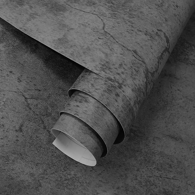 3YECAO 16"×118" Thick Blue Grey Peel and Stick Concrete Wallpaper 3d Faux Gray Concrete Contact Paper Vinyl Wrap DIY Self Adhesive Matte Grey Cement Wallpaper Tile Sticker for Countertops Walls Drawer