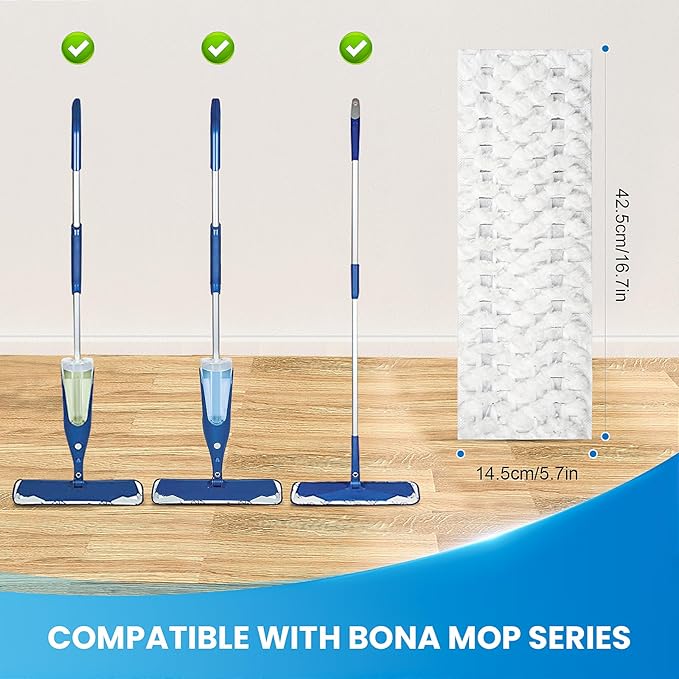 50 Pack Disposable Microfiber Cleaning Mop Pads for Bona Mop Series, Heavy Duty Disposable Sweeping Pad Replacement Refill