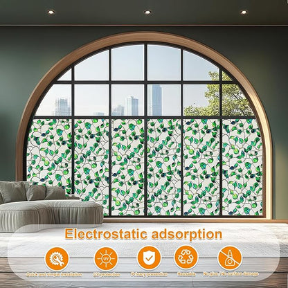 Frosted Glass Window Film, Heat Insulation, UV Block, Anti-Glare, One Way Privacy Tint, Static Cling for Home Bathroom Door, Renter Friendly, Day & Night Privacy