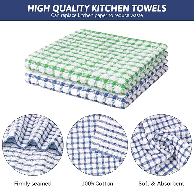 Nialnant 12 Pack Dish Rags for Washing Dishes,100% Cotton Soft Absorbent Quick Drying Dish Cloths for Kitchen,Cleaning Rags-11 x 11In
