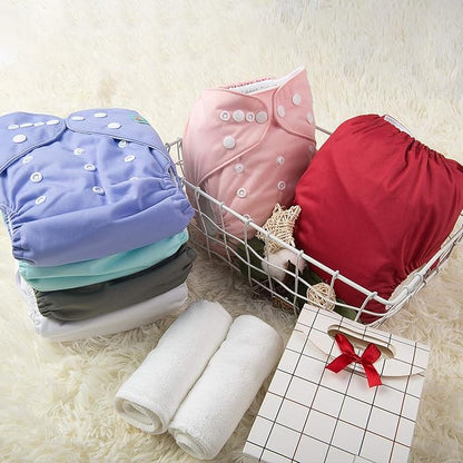 ALVABABY Baby Cloth Diaper 6 Pack with 12 Inserts One Size Cloth Diaper Covers Adjustable Washable Reusable for Baby Girls and Boys