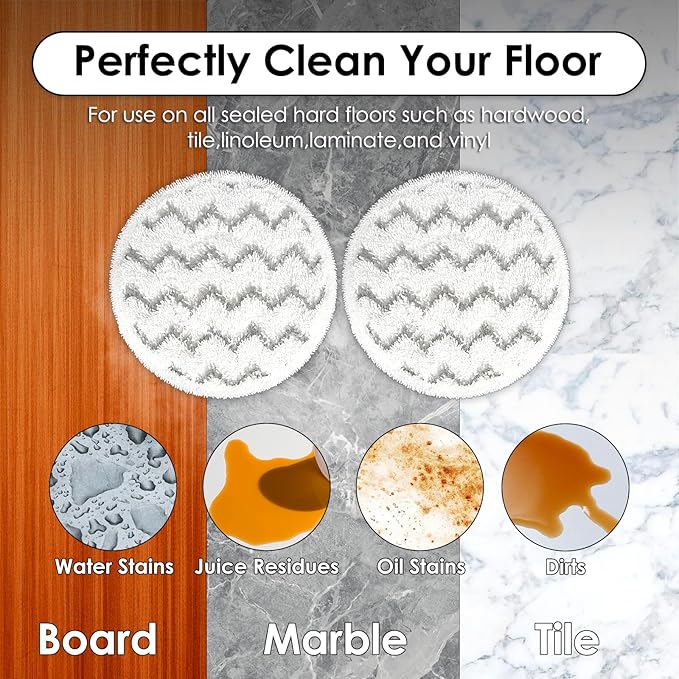 (4 Pack) 3897A Replacement Mop Pads for Bissell SpinWave SmartSteam Scrubbing Steam Mop 3897A 3712C 3712W, Spinning Scrubbing Mop Pads, Heavy Duty Scrubby Mop Pad, Wave Pattern Pads