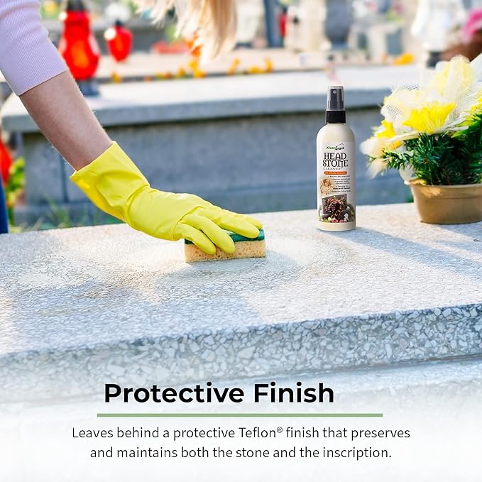 KleanLogik Headstone Cleaner For Graves & Memorials, Tombstone Cleaner Solution Removes Dirt & Plant Growth To Restore Natural Luster To Granite, Marble, Slate, Concrete, Limestone & Stone, 3-Pack