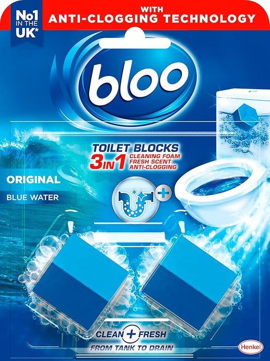 Bloo 2in1 in-Cistern Toilet Blocks Original 50g Limescale Remover Cistern, Cleaning, Foaming Action and Fresheners
