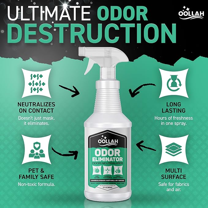 Pet Odor Eliminator for Home, Odor Eliminator Spray 32 oz, Fresh Scent Odor Neutralizer for Fabric, Carpet, Upholstery, Furniture, Bathroom & Car