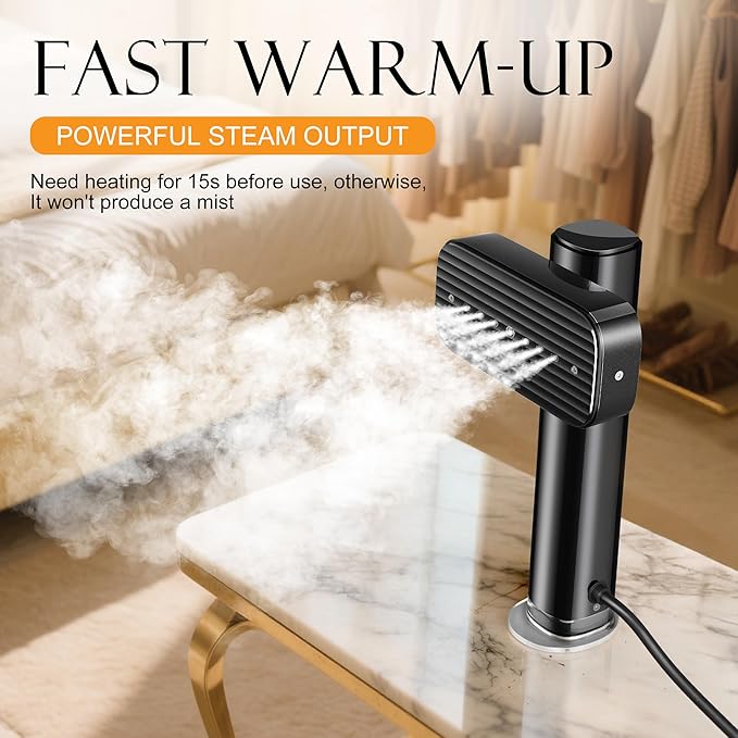 Steamer for Clothes, Portable Handheld Garment Steamer for Fabric Wrinkles Remover, 15s Fast Heat-up, 90ml Water Tank with Heat-Resistant Gloves, Convenient clothes steamer for Home, Travel 2