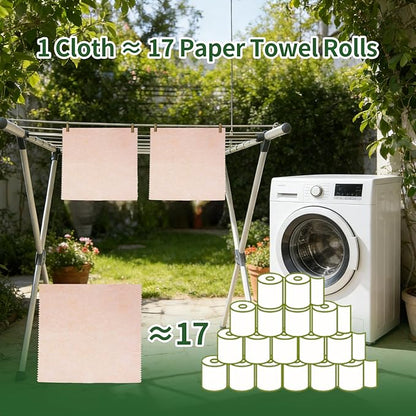 10-Pack Reusable Cleaning Cloths, 11"x11" Loofah Fiber, Upgraded Swedish Dishcloth, Super Absorbent Odor-Free, Thickened Durable for All-Surface Kitchen, Bathroom Cleaning
