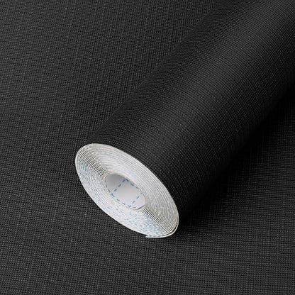Self Adhesive Shelf Liner, Peel and Stick Drawer Liner Waterproof Contact Decor Liner with Grain Texture for Kitchen Walls Cabinets, Bedroom Classroom, Cover Book (Black, 23.6 x 236.2 inches)
