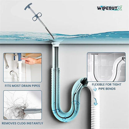 10 Pack drain clog remover Kit with 79 inch Flexible drain snake Tool 7 Hair Removers 2 Cleaning Brushes and 1 Pair Reusable Gloves for Home Use