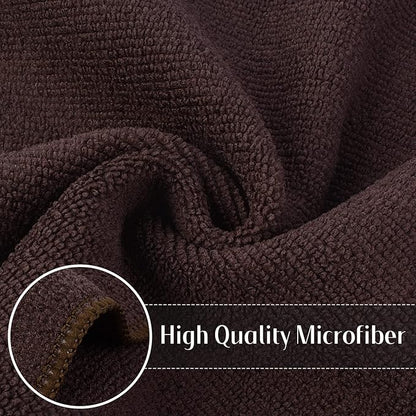 SINLAND Absorbent Microfiber Dish Cloth Kitchen No Streak Cleaning Cloth Dish Rags Lens Cloths 12 Inch X 12 Inch 12 Pack Dark Brown
