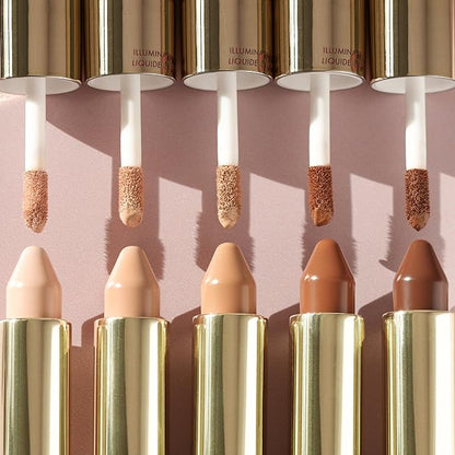 Wander Beauty Dualist Matte and Illuminating Concealer Makeup - Golden Tan - Dual-Ended Matte & Liquid Concealer Stick - Full Coverage Formula to Brighten, Firm & Hydrates Under Eyes - 0.28 fl oz