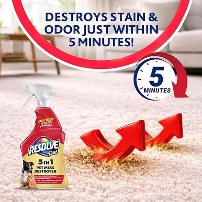 Resolve Pet Specialist Carpet Cleaner Spray – for Removal of Pet Stains & Odors Up to 7 Days Old, 22oz